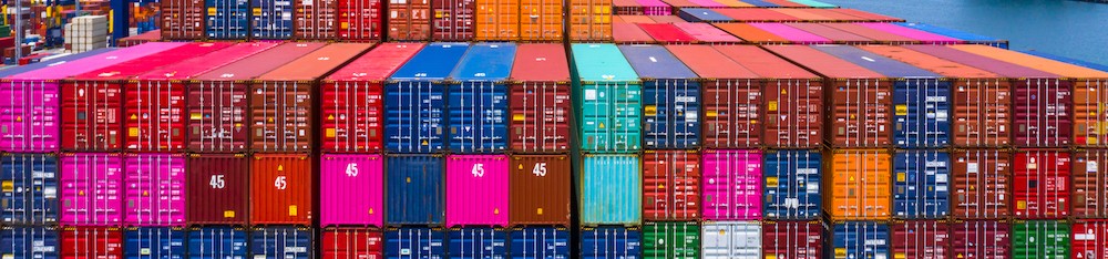 Colorful freight containers at a major shipping port